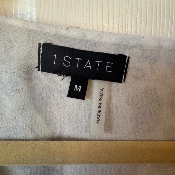 NWT 1. State Paisley V-Neck Blouse - Cream and Blue - Picture 4 of 6